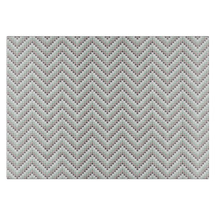Glass Cutting Board Chevron Dots Grey