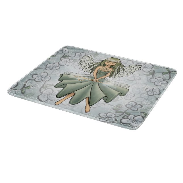 Glass Cutting Board- Fairy Summoning Spring Design Cutting Board (Corner)