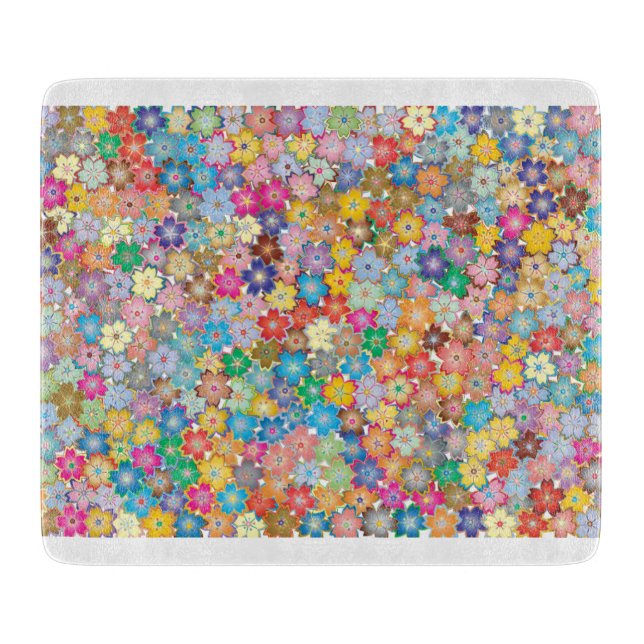 Glass cutting board - FLORAL (Front)