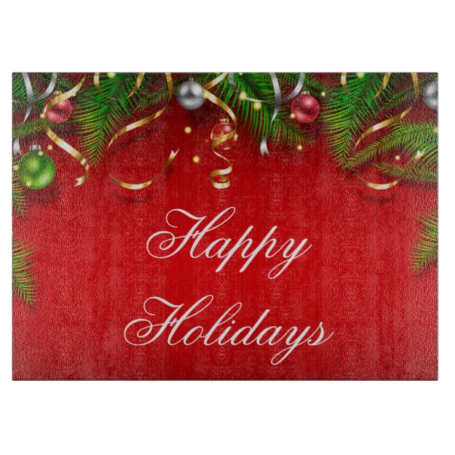 Glass Cutting Board/Happy Holidays Board (Front)