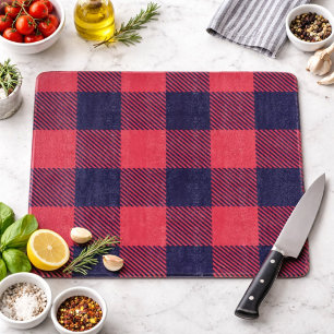 Glass Cutting Board Hot Pink Magenta Indigo Plaid