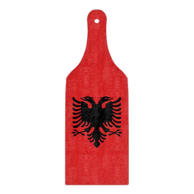 Glass cutting board paddle flag of Albania (Front)