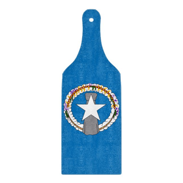 Glass cutting board paddle Northern Mariana flag (Front)