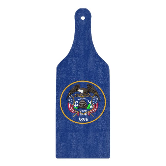 Glass cutting board paddle Utah flag (Front)