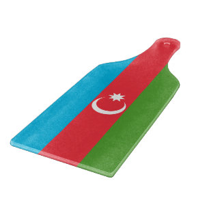Glass cutting board paddle with flag Azerbaijan
