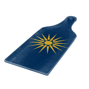 Glass cutting board paddle with flag Macedonia