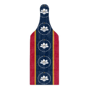 Glass cutting board paddle with flag Mississippi