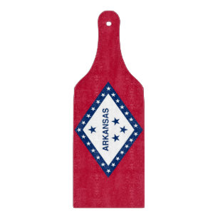 Glass cutting board paddle with flag of Arkansas