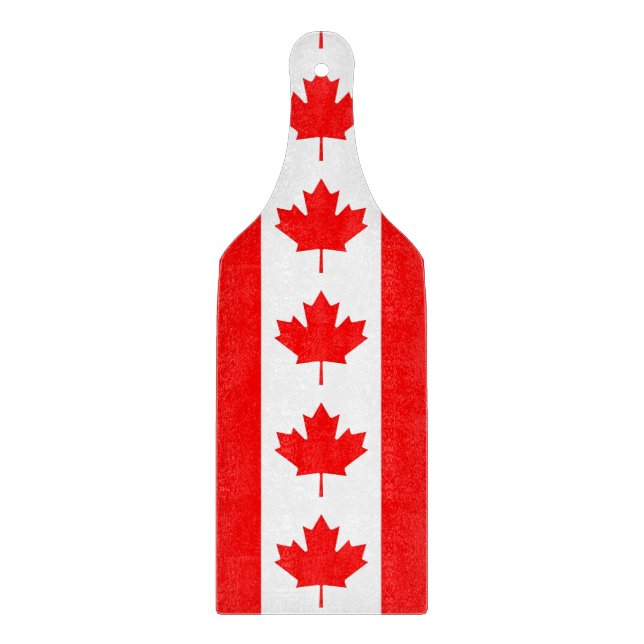 Glass cutting board paddle with flag of Canada (Front)