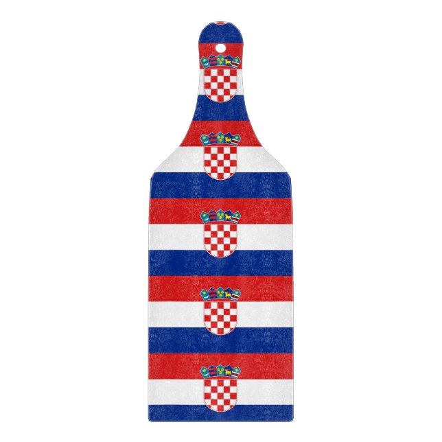 Glass cutting board paddle with flag of Croatia (Front)