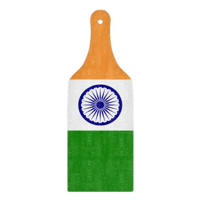 Glass cutting board paddle with flag of India (Front)