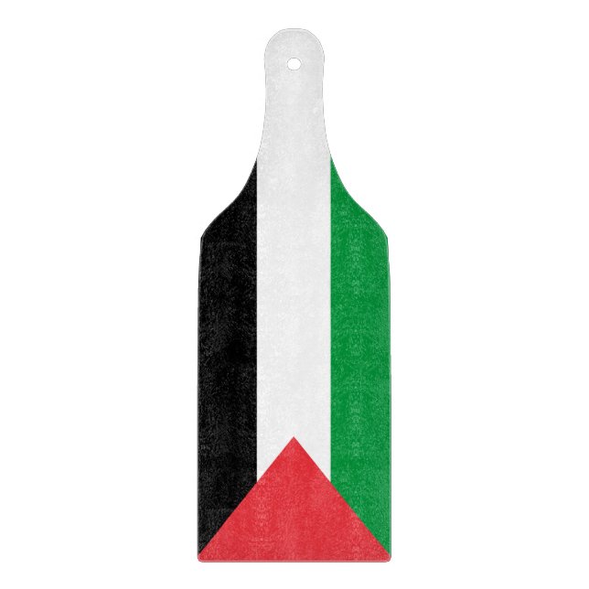 Glass cutting board paddle with flag of Palestine (Front)