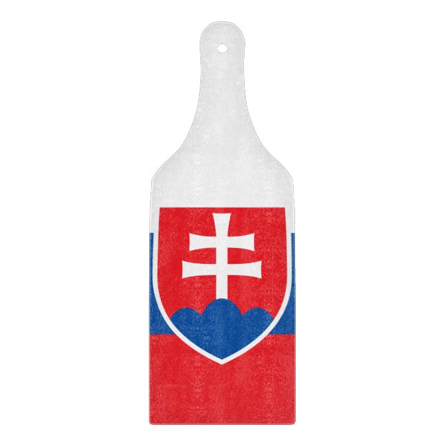 Glass cutting board paddle with flag of Slovakia (Front)