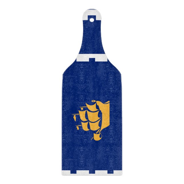 Glass cutting board paddle with flag Quebec City (Front)