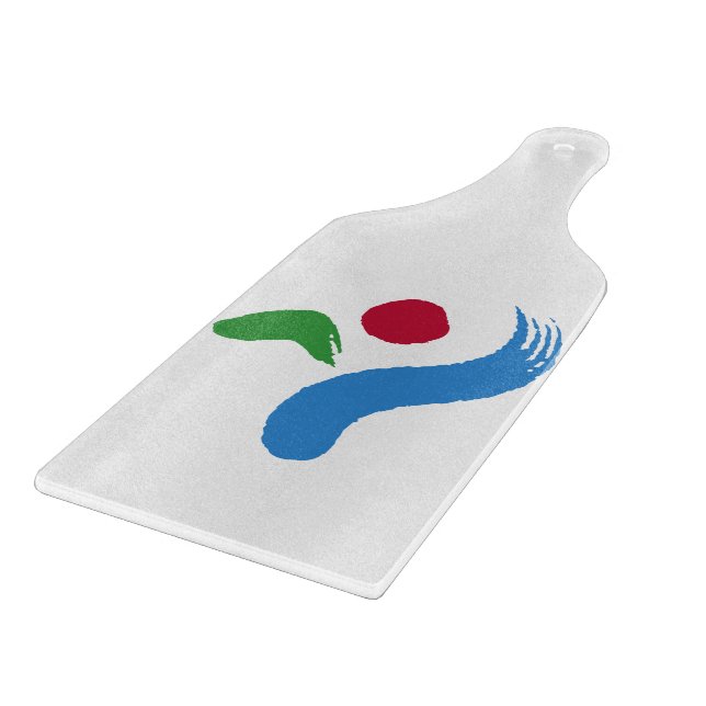 Glass cutting board paddle with flag Seoul (Corner)