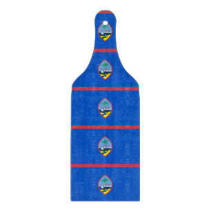 Glass cutting board paddle with Guam flag
