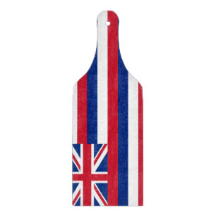 Glass cutting board paddle with Hawaii flag