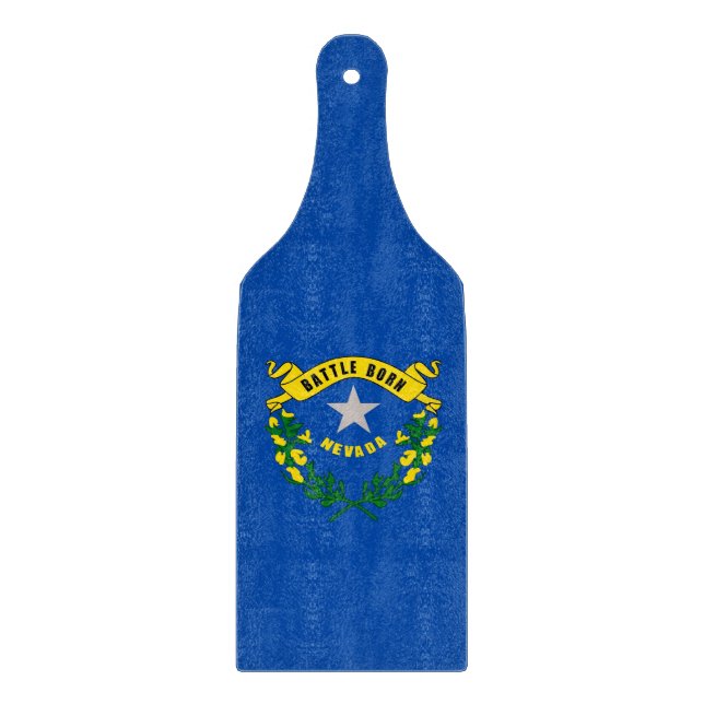 Glass cutting board paddle with Nevada flag (Front)