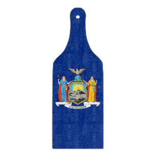 Glass cutting board paddle with New York flag