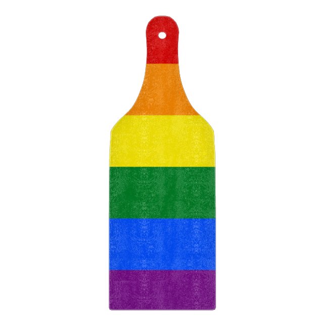 Glass cutting board paddle with Pride flag of LGBT (Front)