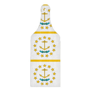 Glass cutting board paddle with Rhode Island flag