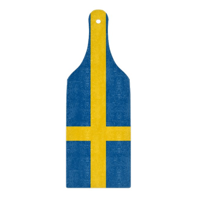 Glass cutting board paddle with Sweden flag (Front)