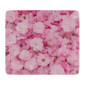 Glass Cutting Board Pink Cherry Blossom Botanical