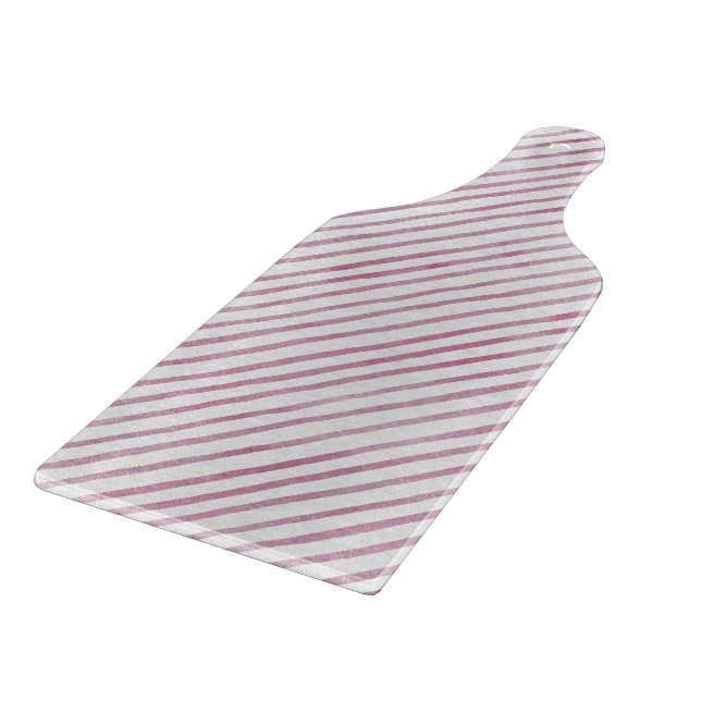 Glass Cutting Board — Pink Stripe Pattern (Corner)
