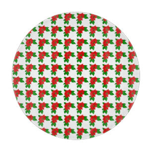 Glass Cutting Board Poinsettias