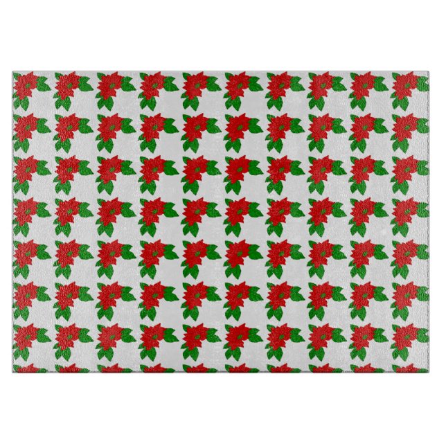 Glass Cutting Board Poinsettias (Front)