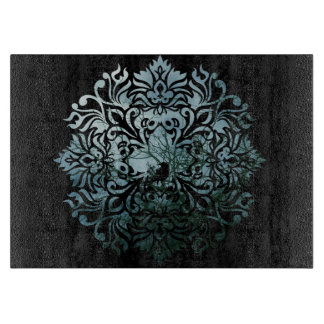 Glass Cutting Board - 'Sitting Raven'