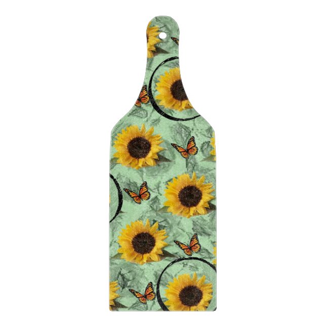 Glass Cutting Board Sunflower Butterfly (Front)