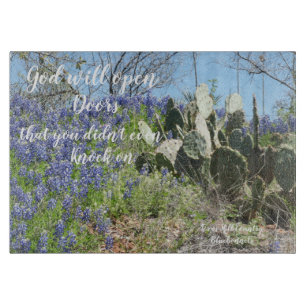 Glass Cutting Board TX Bluebonnets Encouragement