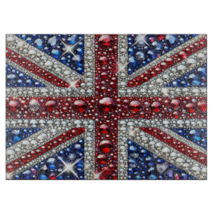 Glass cutting board with British Colours