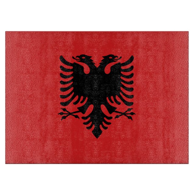 Glass cutting board with Flag of Albania (Front)