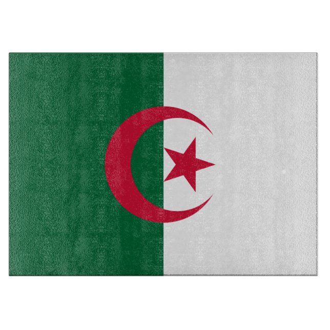 Glass cutting board with Flag of Algeria (Front)