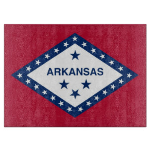 Glass cutting board with Flag of Arkansas State