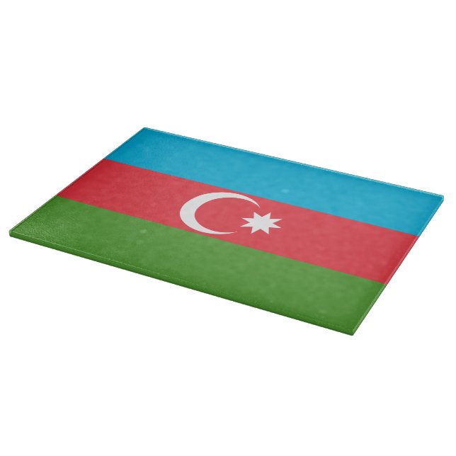 Glass cutting board with Flag of Azerbaijan (Corner)