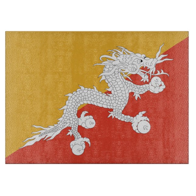 Glass cutting board with Flag of Bhutan (Front)