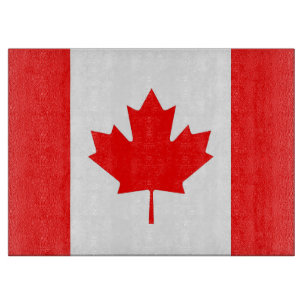 Glass cutting board with Flag of Canada