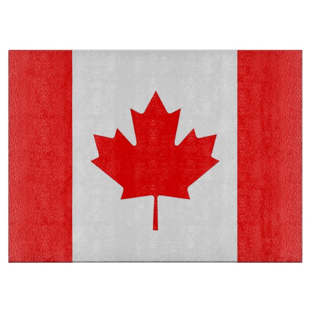 Glass cutting board with Flag of Canada (Front)
