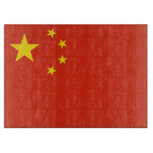 Glass cutting board with Flag of China