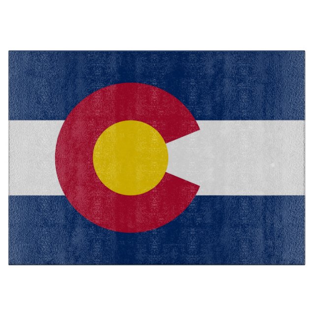 Glass cutting board with Flag of Colorado State (Front)