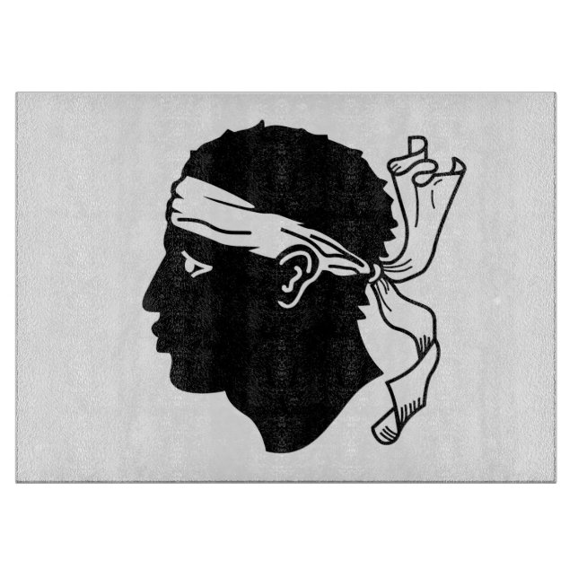 Glass cutting board with Flag of Corsica, France (Front)