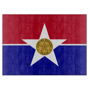 Glass cutting board with Flag of Dallas