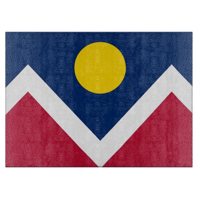 Glass cutting board with Flag of Denver City (Front)