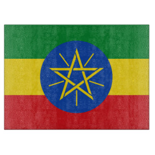 Glass cutting board with Flag of Ethiopia