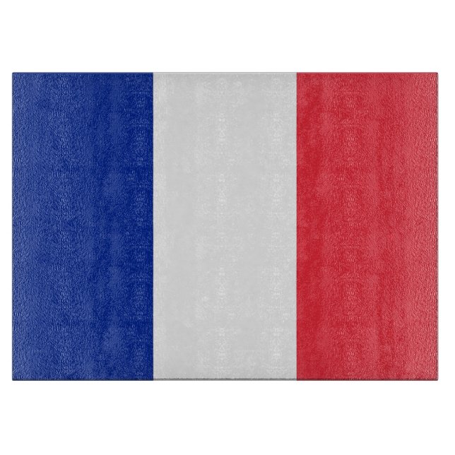 Glass cutting board with Flag of France (Front)