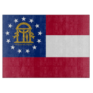 Glass cutting board with Flag of Georgia, USA