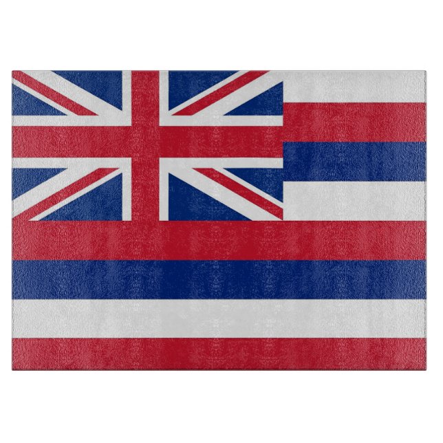 Glass cutting board with Flag of Hawaii State, USA (Front)